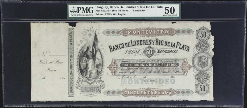 URUGUAY. Banco de Londres y Rio de la Plata. 50 Pesos, 186x. P-S235Br. Remainder...