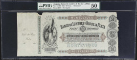 URUGUAY. Banco de Londres y Rio de la Plata. 50 Pesos, 186x. P-S235Br. Remainder. PMG About Uncirculated 50.
PMG Comments "Margin Damage."

Estimat...