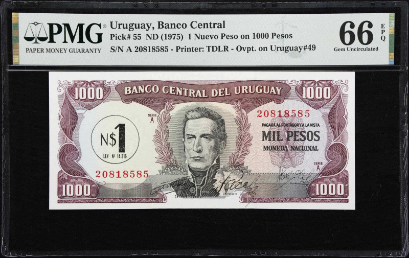 URUGUAY. Lot of (2). Banco Central del Uruguay. 1 Nuevo Peso on 1000 Pesos, ND (...