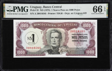 URUGUAY. Lot of (2). Banco Central del Uruguay. 1 Nuevo Peso on 1000 Pesos, ND (1975). P-55 & 56. PMG Gem Uncirculated 65 EPQ & 66 EPQ.

Estimate: $...