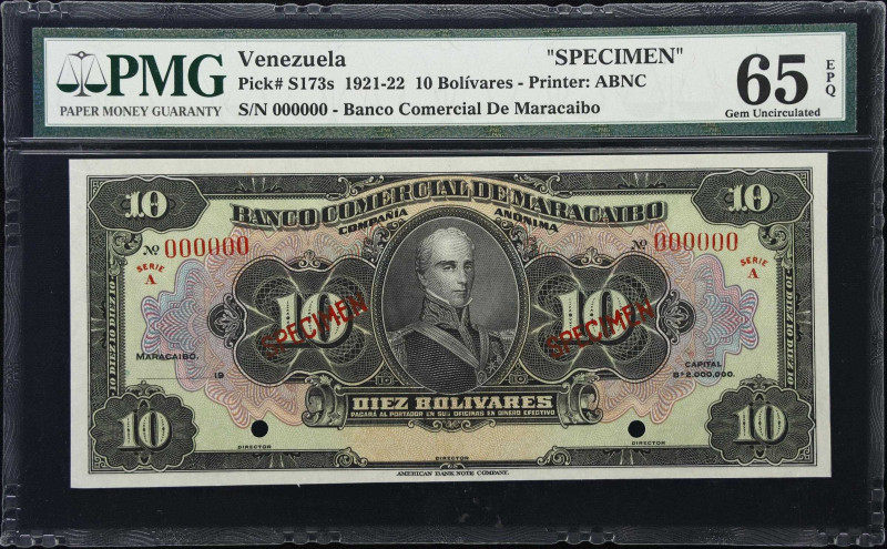 VENEZUELA. Banco Comercial de Maracaibo. 10 Bolivares, ND (1921-22). P-S173s. Sp...