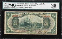 VENEZUELA. Banco Mercantil y Agricola. 20 Bolivares, 2.5.1932. P-S232a. PMG Very Fine 25.
Printed by ABNC. Vignette of commerce at center flanked by ...