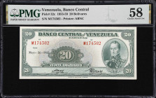 VENEZUELA. Banco Central de Venezuela. 20 Bolivares, 1955. P-32c. PMG Choice About Uncirculated 58.

Estimate: $150.00- $200.00