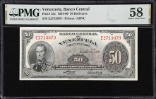 VENEZUELA. Banco Central de Venezuela. 50 Bolivares, 13.6.1957. P-33c. PMG Choice About Uncirculated 58.

Estimate: $150.00- $250.00