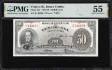 VENEZUELA. Banco Central de Venezuela. 50 Bolivares, 26.4.1956. P-33c. PMG About Uncirculated 55.

Estimate: $100.00- $200.00