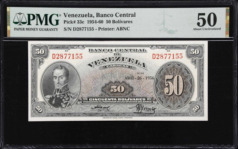 VENEZUELA. Lot of (3). Banco Central de Venezuela. 50 Bolivares, 26.4.1956. P-33...