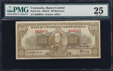 VENEZUELA. Banco Central de Venezuela. 100 Bolivares, 14.10.1948. P-34a. PMG Very Fine 25.
This 100 Bolívares note from Venezuela's Banco Central fea...