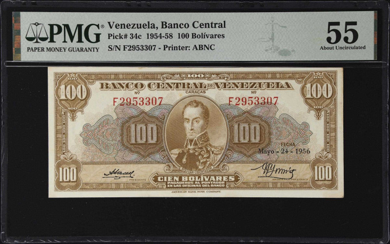 VENEZUELA. Lot of (3). Banco Central de Venezuela. 100 Bolivares, 24.5.1956. P-3...