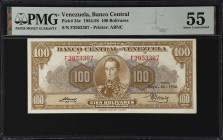 VENEZUELA. Lot of (3). Banco Central de Venezuela. 100 Bolivares, 24.5.1956. P-34c. Consecutive. PMG About Uncirculated 55 & Choice About Uncirculated...