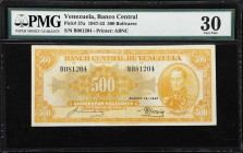 VENEZUELA. Banco Central de Venezuela. 500 Bolivares, 14.8.1947. P-37a. PMG Very Fine 30.
From the Arauca Collection.

Estimate: $100.00- $200.00