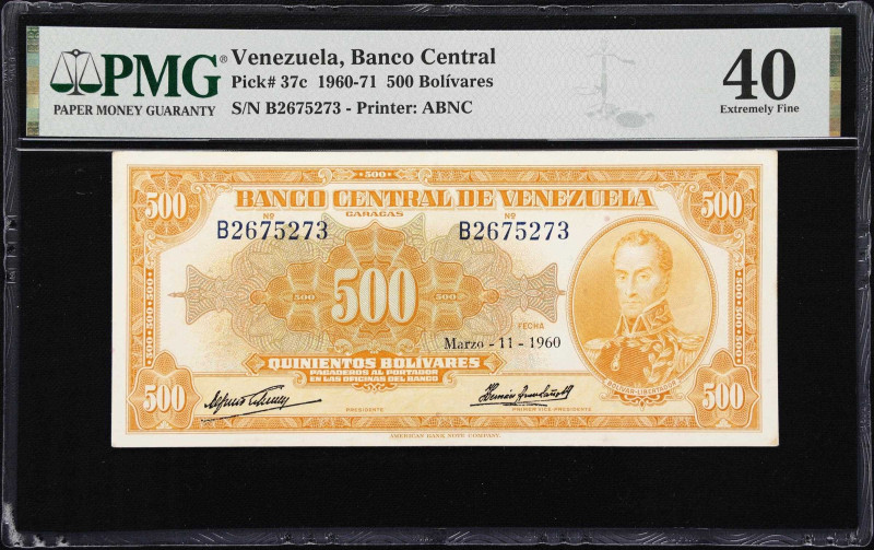 VENEZUELA. Banco Central de Venezuela. 500 Bolivares, 1960. P-37c. PMG Extremely...