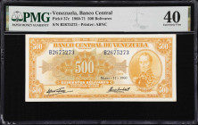 VENEZUELA. Banco Central de Venezuela. 500 Bolivares, 1960. P-37c. PMG Extremely Fine 40.

Estimate: $200.00- $400.00