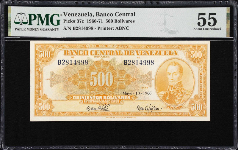 VENEZUELA. Banco Central de Venezuela. 500 Bolivares, 1966. P-37c. PMG About Unc...