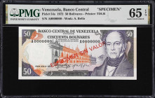 VENEZUELA. Banco Central de Venezuela. 50 Bolivares, 1972. P-54s. Specimen. PMG Gem Uncirculated 65 EPQ.

Estimate: $100.00- $200.00