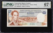 VENEZUELA. Banco Central de Venezuela. 500 Bolivares, 1972. P-56b. PMG Superb Gem Uncirculated 67 EPQ.

Estimate: $200.00- $400.00