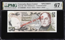 VENEZUELA. Banco Central de Venezuela. 50 Bolivares, 1981. P-58s. Specimen. Commemorative. PMG Superb Gem Uncirculated 67 EPQ.

Estimate: $150.00- $...