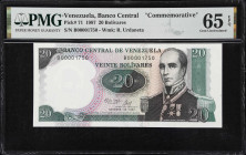 VENEZUELA. Banco Central de Venezuela. 20 Bolivares, 1987. P-71. Commemorative. PMG Gem Uncirculated 65 EPQ.

Estimate: $50.00- $100.00