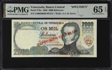 VENEZUELA. Banco Central de Venezuela. 2000 Bolivares, 10.2.1998. P-77bs. Specimen. PMG Gem Uncirculated 65 EPQ.

Estimate: $40.00- $80.00