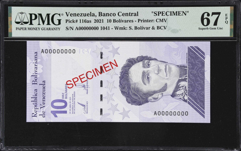 VENEZUELA. Banco Central de Venezuela. 10 Bolivares, 29.4.2021. P-116as. Specime...