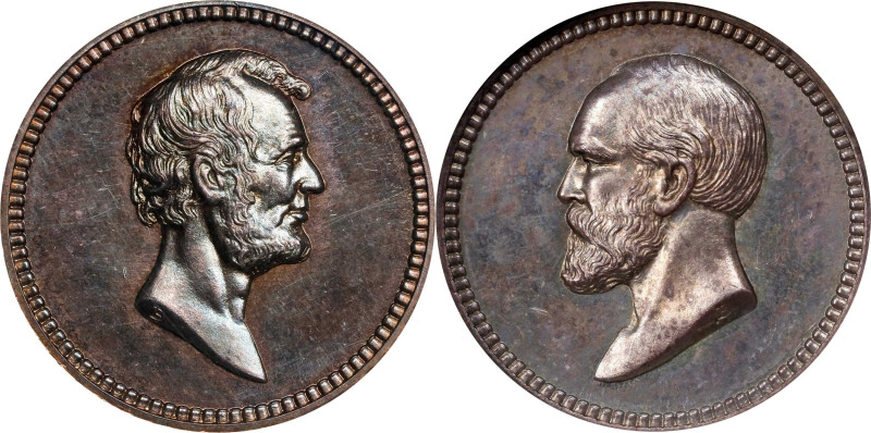 Undated (1882) U.S. Mint Lincoln and Garfield Medal. Second Size. Julian PR-41, ...