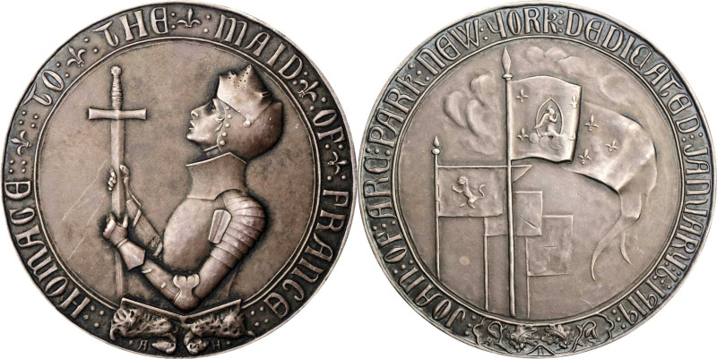 1919 Joan of Arc Medal. By Anna Vaughn Hyatt Huntington. Miller-39. Silver. Edge...