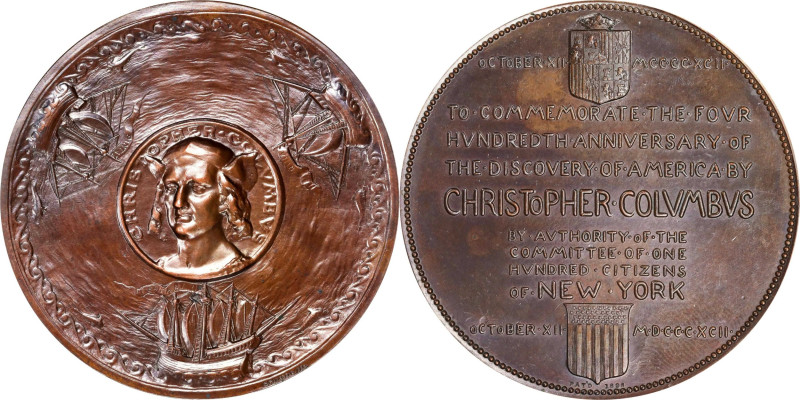 1892 World's Columbian Exposition Committee of One Hundred Medal. Eglit-98A, Rul...