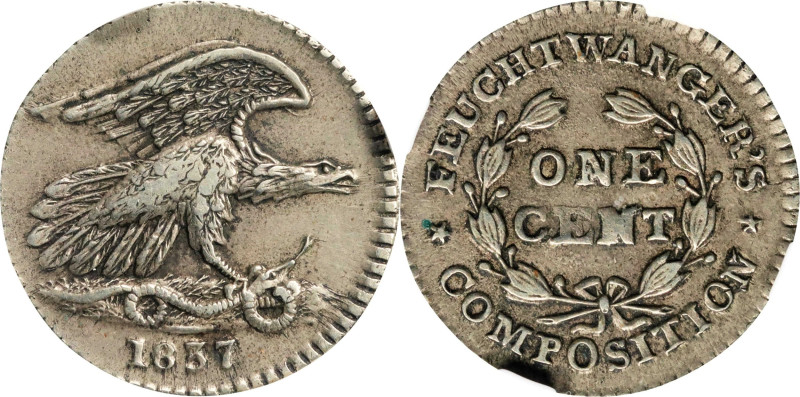 NEW YORK. New York. 1837 Feuchtwanger Cent. HT-268, Low-120, W-NY-480 Dies 5-H. ...