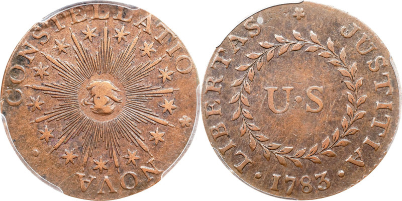 1783 Nova Constellatio Copper. Crosby 2-B, W-1865. Rarity-2. CONSTELLATIO, Point...