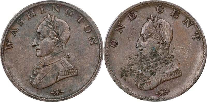 Undated (ca. 1820) Washington Double-Head Cent. Musante GW-110, Baker-6, W-11200...