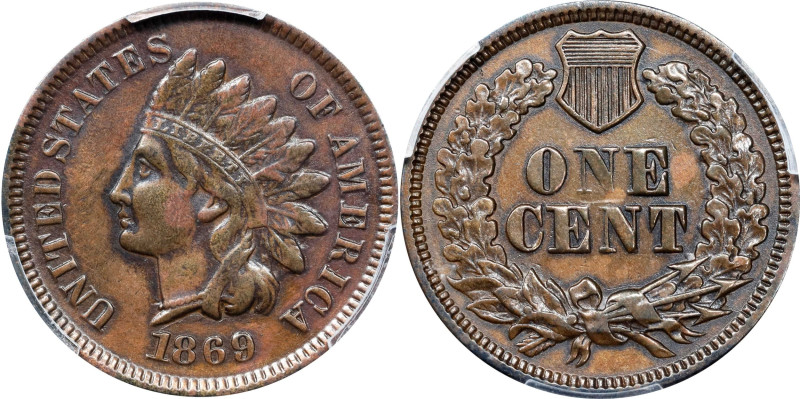 1869/69 Indian Cent. S-3, FS-301. Repunched Date. EF Details--Repaired (PCGS).
...