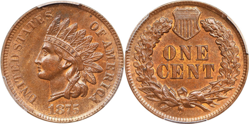 1875 Indian Cent. MS-62 RB (PCGS).
PCGS# 2122. NGC ID: 2282.