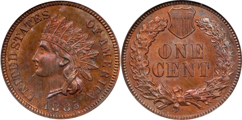 1885 Indian Cent. Proof-65 RB (NGC).
PCGS# 2343. NGC ID: 22A6.
From the Arling...