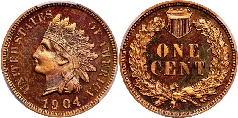 1904 Indian Cent. Proof-65 RB (PCGS).
PCGS# 2400. NGC ID: 22AT.