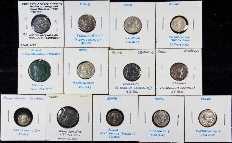 ROMAN REPUBLIC. Group of Silver & Bronze Denominations (13 Pieces), ca. 3rd Cent...