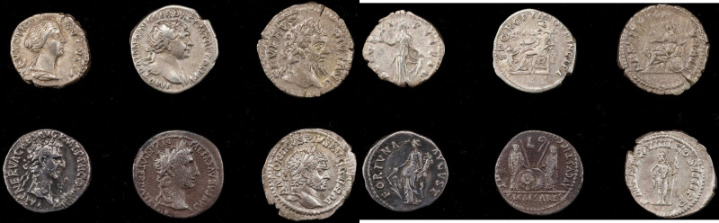 MIXED LOTS. Sextet of AR Denarii (6 Pieces), ca. A.D. 1st-2nd Centuries. Average...