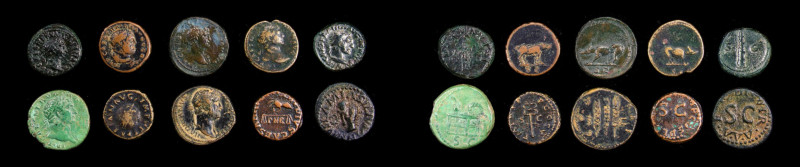 MIXED LOTS. Group of AE Quadrans (10 Pieces), ca. A.D. 1st-2nd Centuries. Averag...