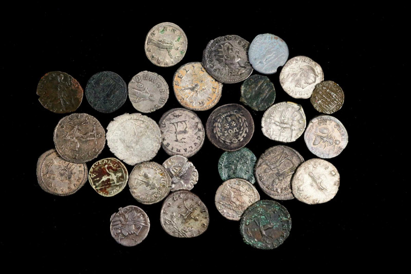 Mixed Roman Silver and Bronze Issues (27 Pieces). ca. A.D. 2nd-4th Centuries. Gr...