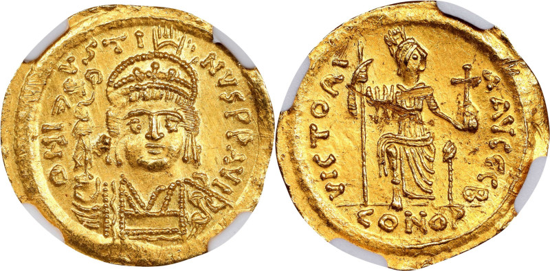 JUSTIN II, 565-578. AV Solidus (4.42 gms), Constantinople Mint, 2nd Officina, 56...