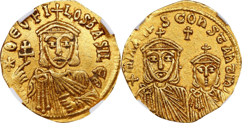 THEOPHILUS with CONSTANTINE & MICHAEL III, 829-842. AV Solidus (4.44 gms), Const...