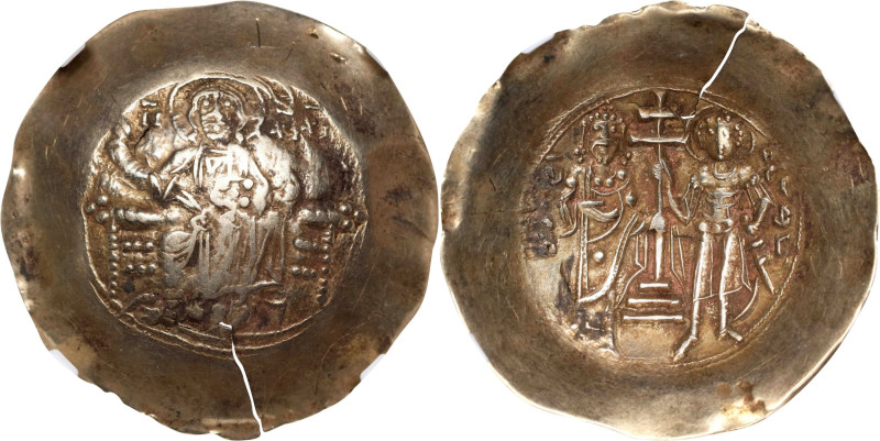 JOHN II, 1118-1143. EL Aspron Trachy, Constantinople Mint, ca. 1118-22. NGC VF. ...