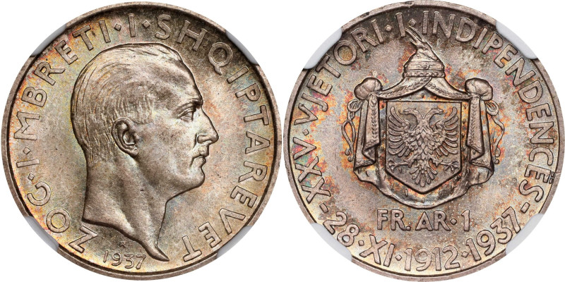 ALBANIA. Franga Ar, 1937-R. Rome Mint. Zog I. NGC MS-66.
KM-18.

Estimate: $1...