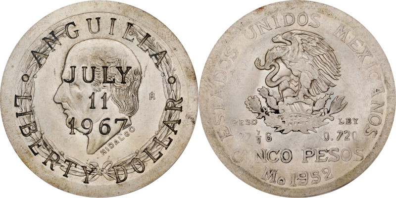 ANGUILLA. Anguilla - Mexico. Dollar, 1967. PCGS MS-62.
KMX-1. A "Liberty Dollar...