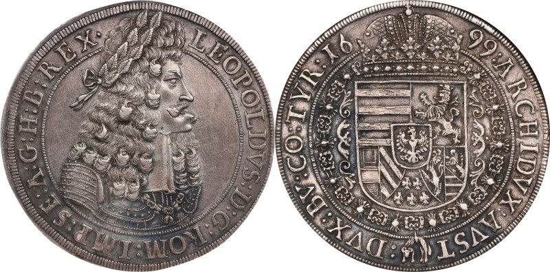 AUSTRIA. Holy Roman Empire. Taler, 1699/8. Hall Mint. Leopold I. NGC AU Details-...