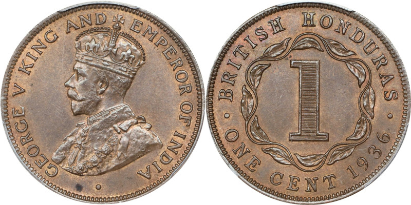 BRITISH HONDURAS. Cent, 1936. London Mint. George V. PCGS MS-64 Brown.
KM-19; P...