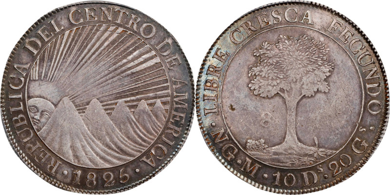 CENTRAL AFRICAN REPUBLIC. 8 Reales, 1825-NG M. Nueva Guatemala Mint. PCGS AU-55....