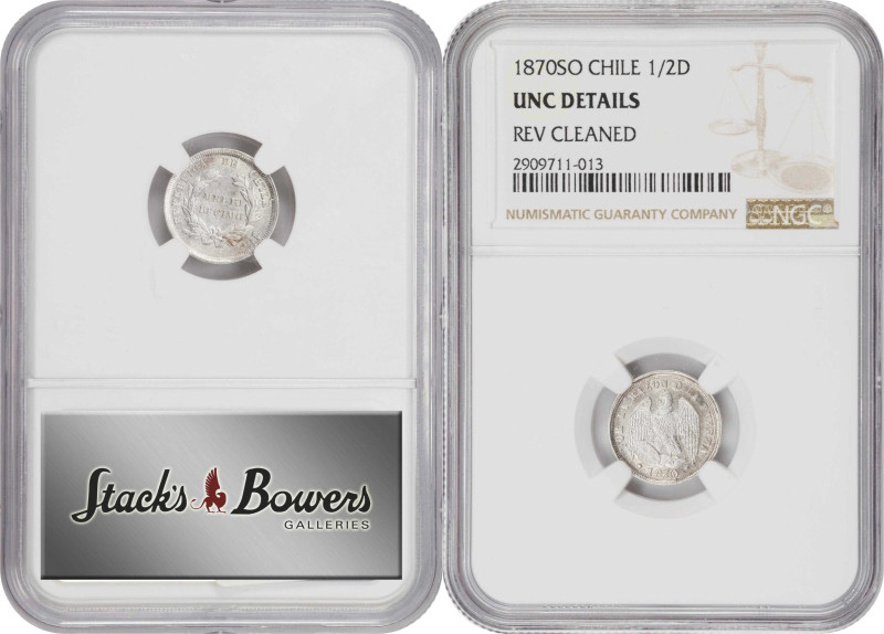 CHILE. Duo of Silver Minors (2 Pieces), 1870-87. Santiago Mint. Both NGC Certifi...