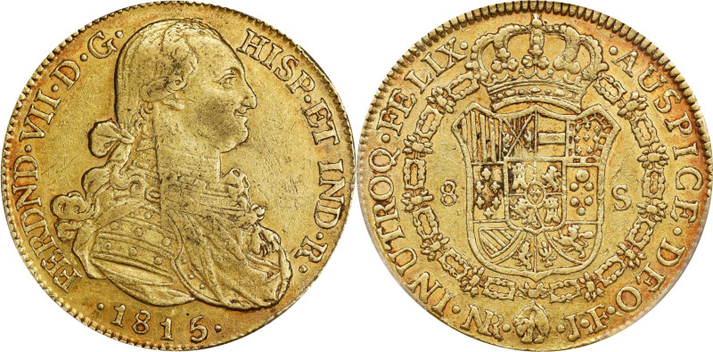 COLOMBIA. 8 Escudos, 1815-NR JF. Santa Fe de Nuevo Reino (Bogota) Mint. Ferdinan...