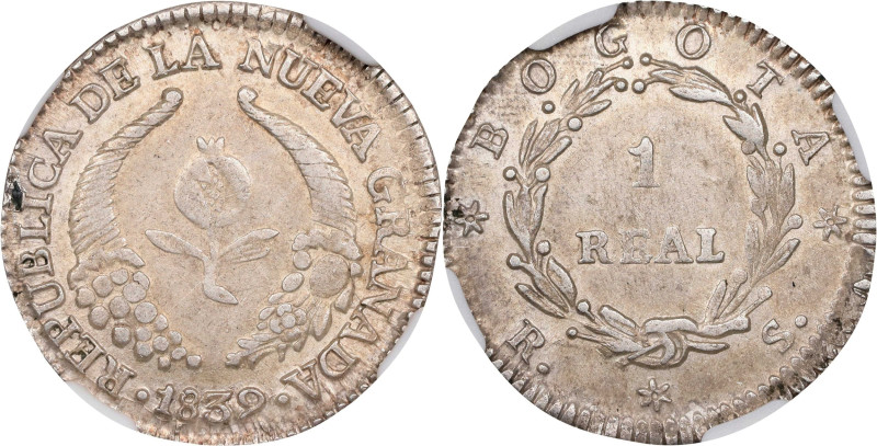 COLOMBIA. Real, 1839-BOGOTA. Bogota Mint. NGC AU-58.
KM-91.

Estimate: $75.00...