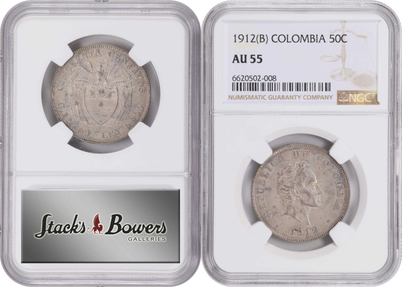 COLOMBIA. Duo of 50 Centavos (2 Pieces), 1898 & 1912. Bogota Mint. Both NGC Cert...