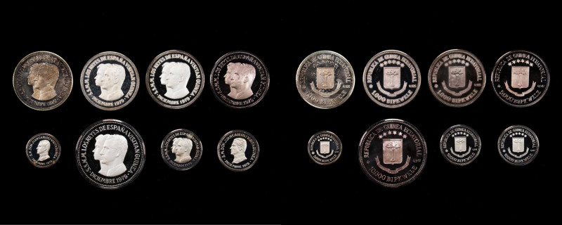 EQUATORIAL GUINEA. Octet of Silver Issues (8 Pieces), 1979. Average Grade: GEM P...